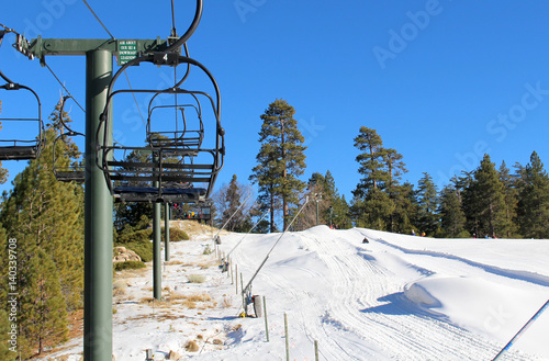 Winter activities in a snow resort photo