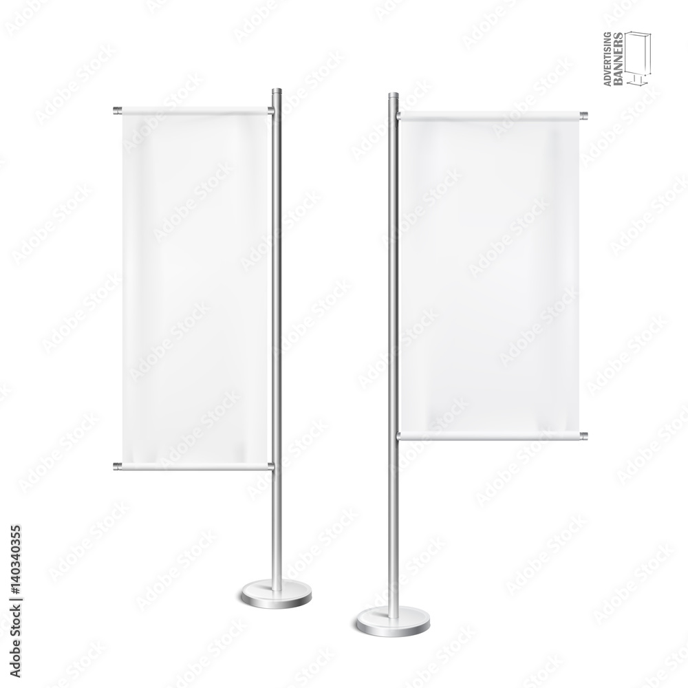 Outdoor advertising banners shield mockup Outdoor advertising banners shield mockup