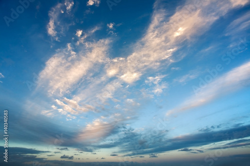 beautiful skyscape with rosy Cirrocumulus clouds.