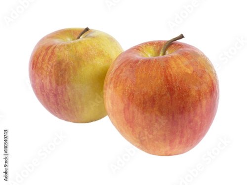 Two red apples on white isolated background