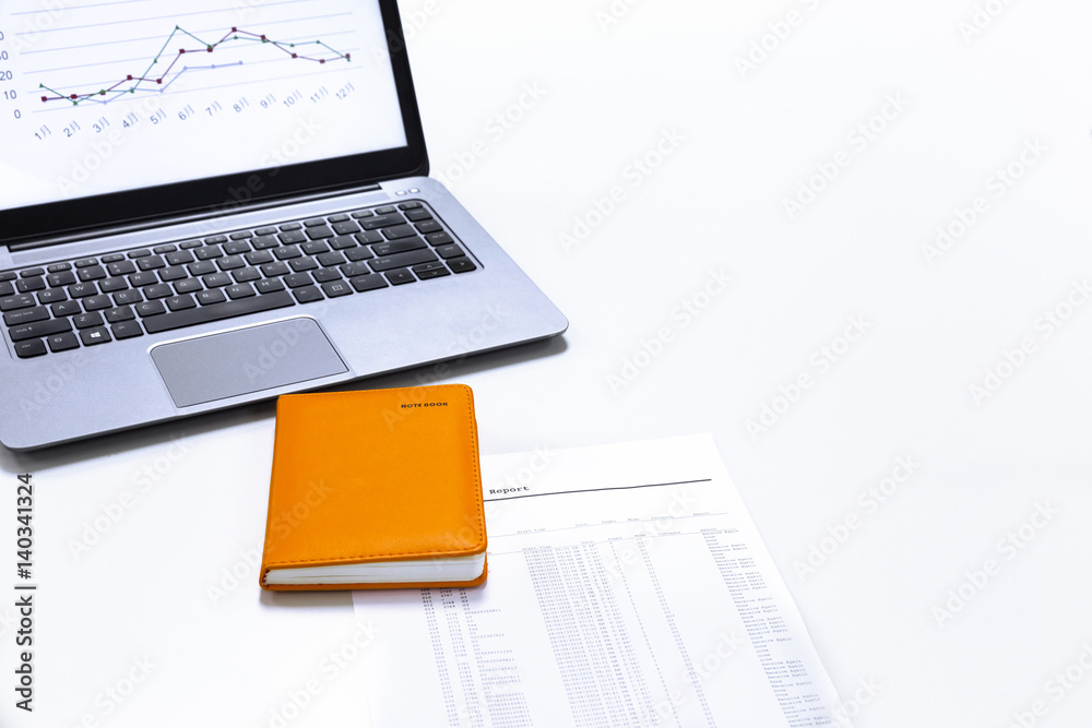 Laptop and Notebook with white background Laptop and Notebook with white background