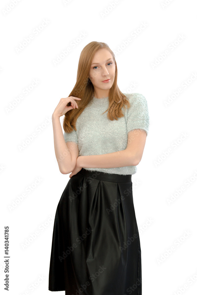 beautiful young girl in a blue blouse beautiful young girl in a blue blouse