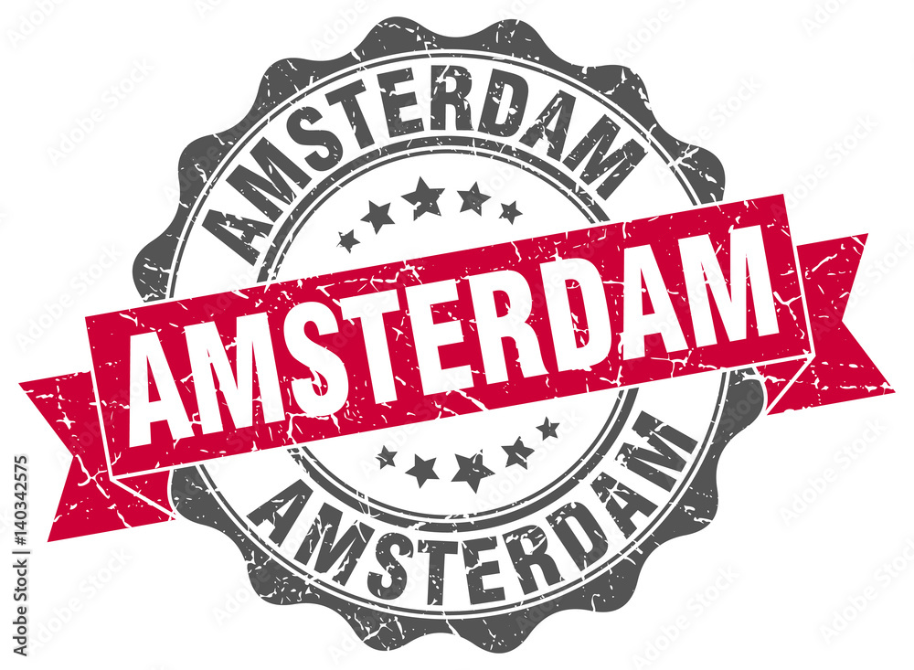 Fototapeta premium Amsterdam round ribbon seal