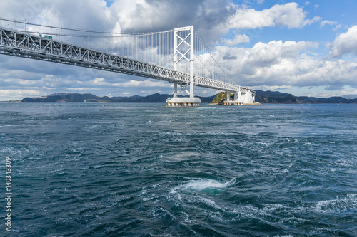 Onaruto Bridge and Whirlpool in Japan photo