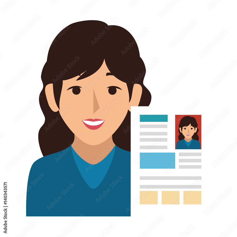 woman avatar with curriculum vitae document icon vector illustration design woman avatar with curriculum vitae document icon vector illustration design