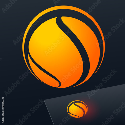 Abstract yellow vector sign. Logo for Business, Technology, Corporation.