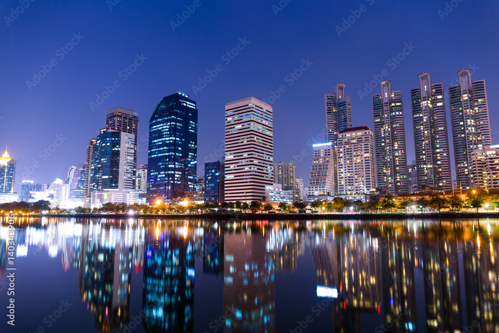 Bangkok Skyline at Benchakitti Park