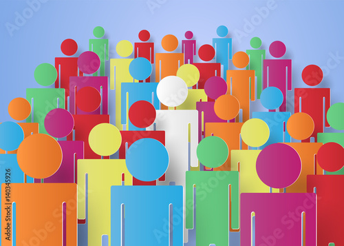  Difference concept , Uniqueness and individuality, paper art style