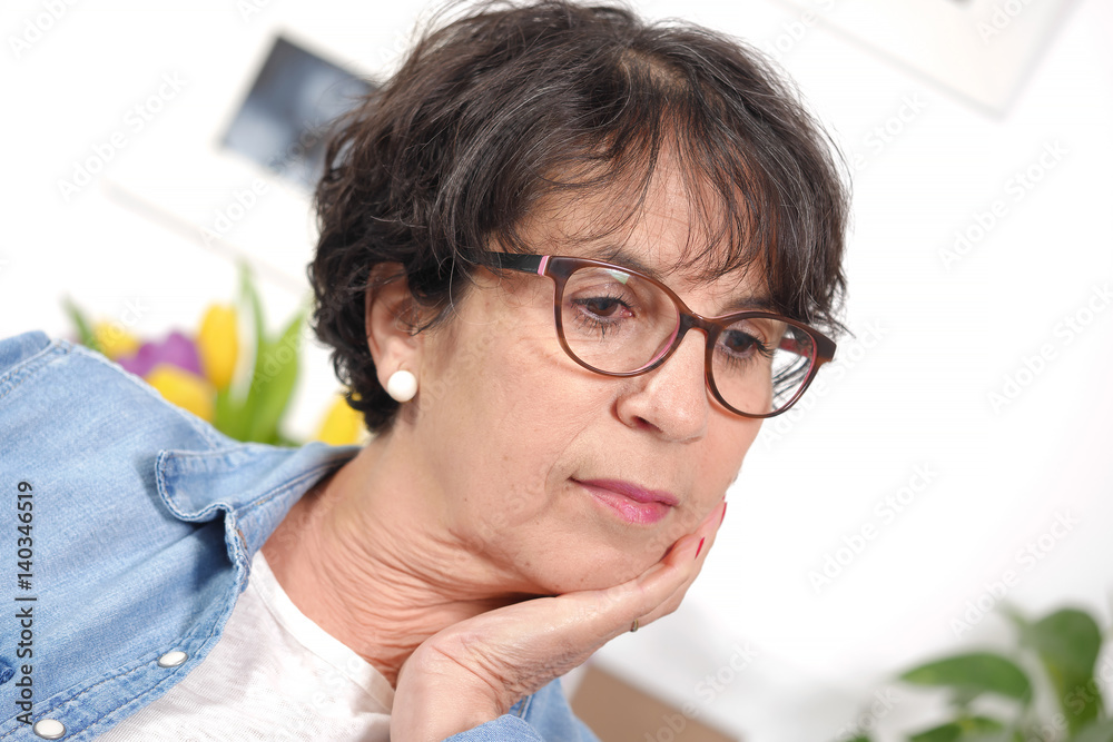 portrait of brunette mature woman with glasses portrait of brunette mature woman with glasses