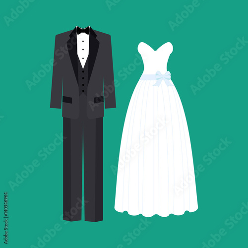 Bride and broom wedding dress