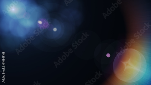 abstract of lighting digital lens flare in dark background photo