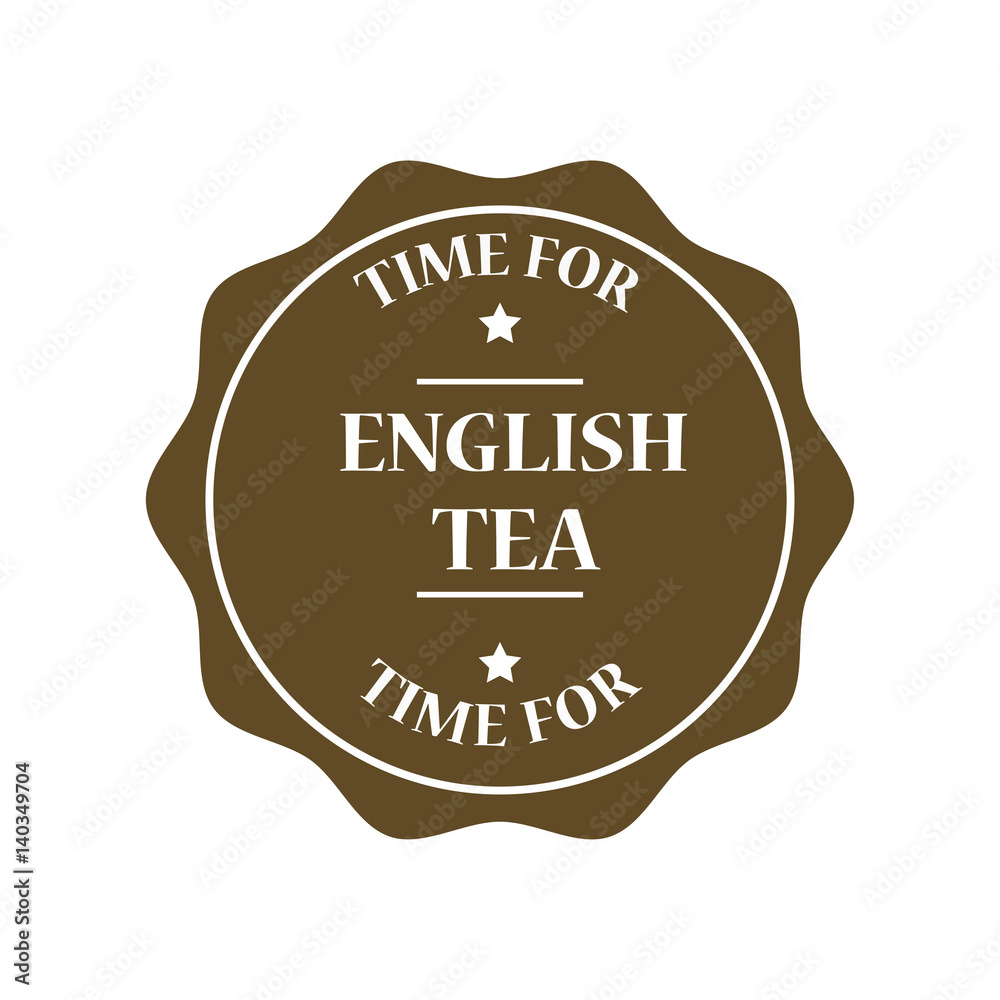 Time for english tea stamp illustration