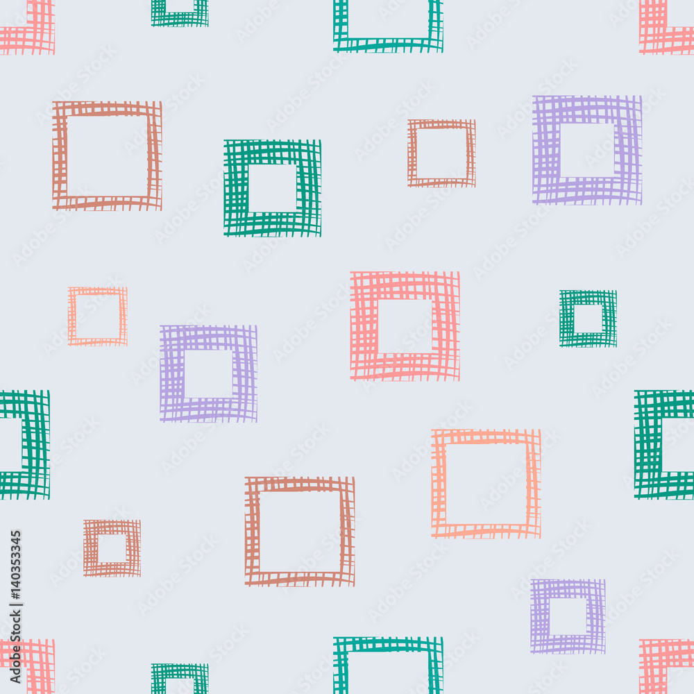 Seamless vector geometrical pattern with rhombus, squares, rectangles endless background with hand drawn textured geometric figures. Pastel Graphic illustration Template for wrapping, web backgrounds Seamless vector geometrical pattern with rhombus, squares, rectangles endless background with hand drawn textured geometric figures. Pastel Graphic illustration Template for wrapping, web backgrounds