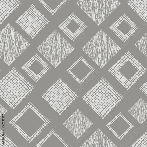 Seamless vector geometrical pattern with rhombus, squares, rectangles endless background with hand drawn textured geometric figures. Pastel Graphic illustration Template for wrapping, web backgrounds