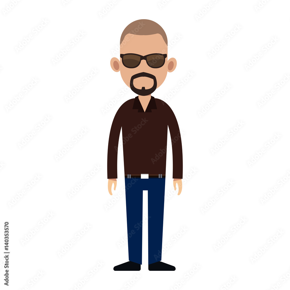 man wearing sunglasses over white background. colorful design. vector illustration