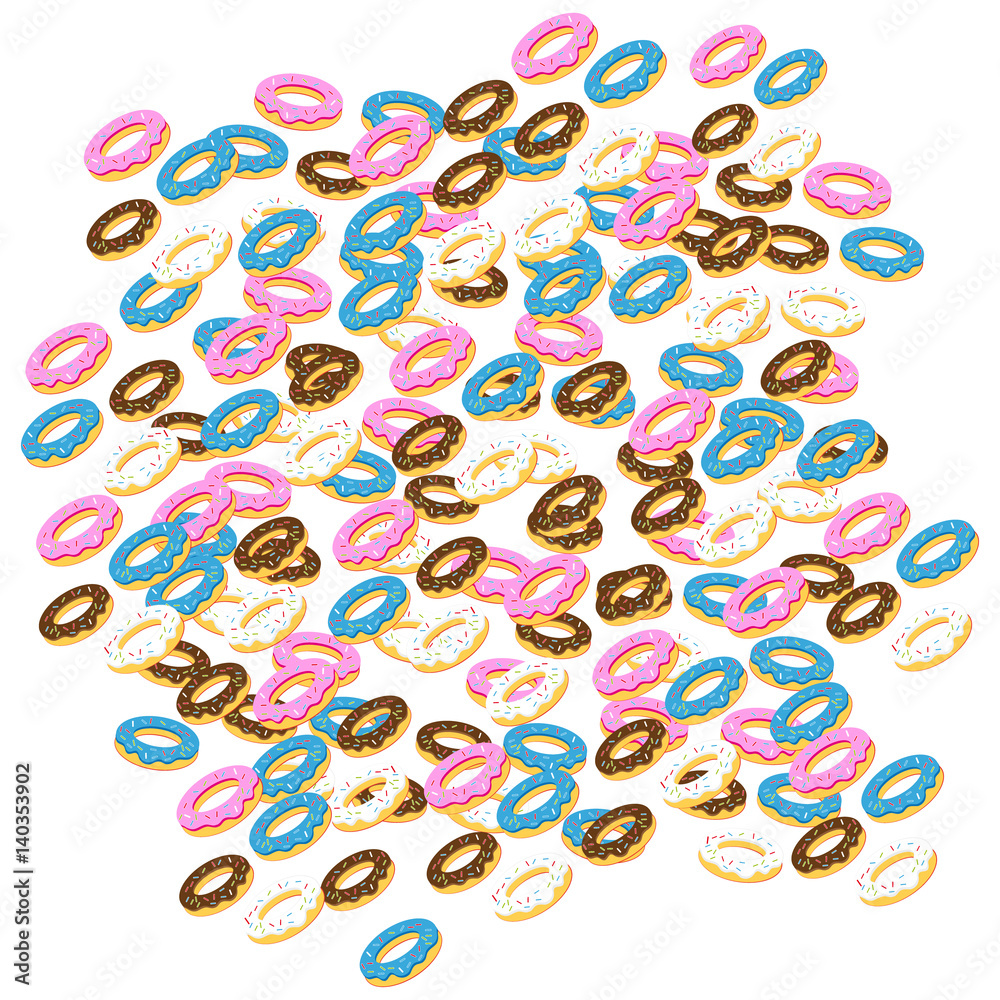 Group of donuts on white background