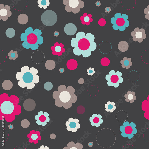  Vector background with circles and flowers