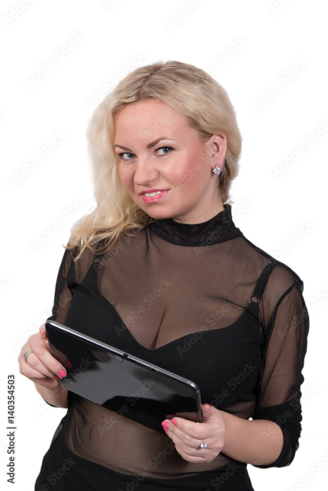 Blonde woman in mini skirt фотография Stock Adobe Stock