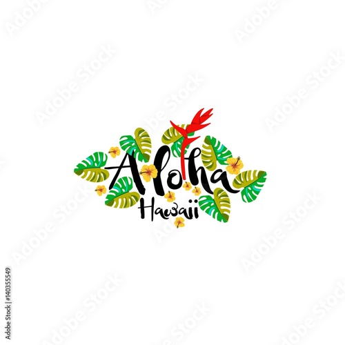 Aloha Hawaii Creative Vector Design Element. Palm leaves