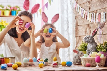 family preparing for Easter