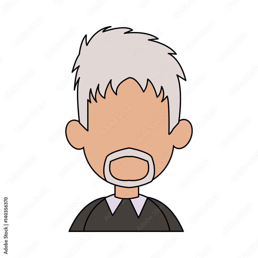 man with white hair and beard cartoon icon image vector illustration design