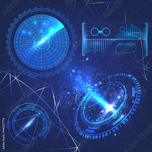 Set HUD elements futuristic design. Vector science background infographics template