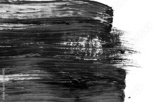 Abstract ink background. Marble style. Black and white paint stroke texture. Macro image of spackling paste. Wallpaper for web and game design. Drywall mud art. Smear of painterly plaster on paper.