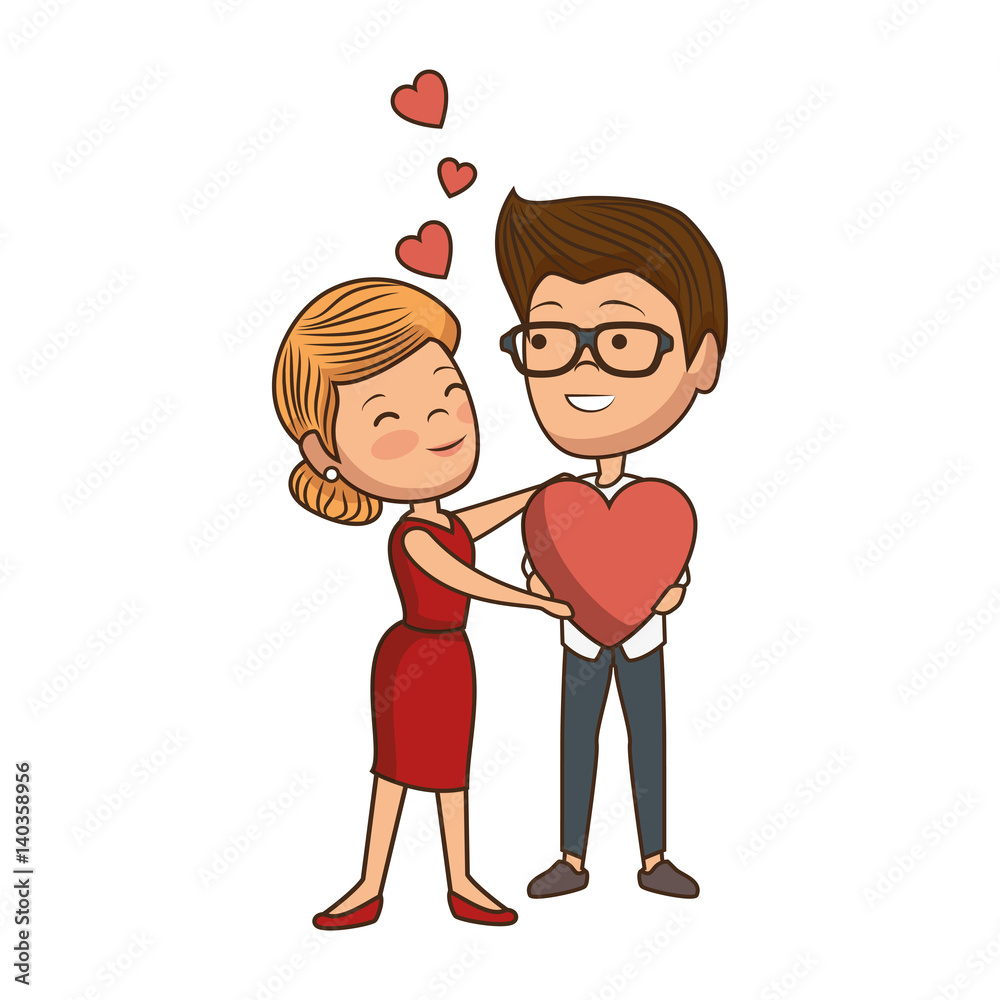 couple lovers characters icon vector illustration design