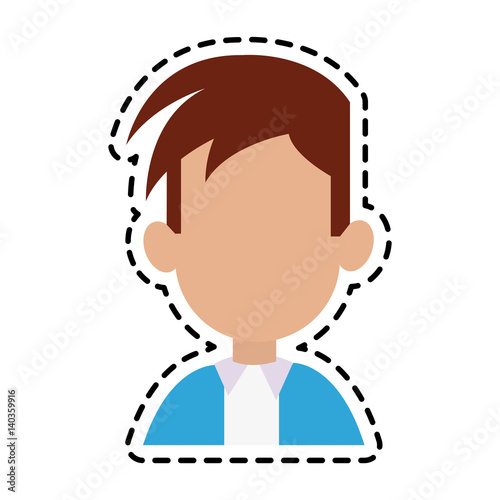 man with blue jacket cartoon icon image vector illustration design