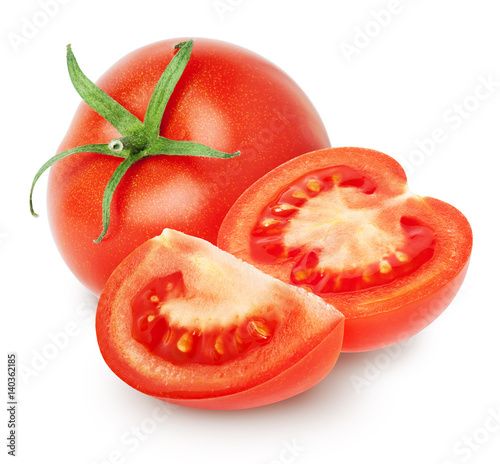 Wallpaper Mural Isolated Tomato. Whole fresh Tomato with slices isolated on white, with clipping path Torontodigital.ca