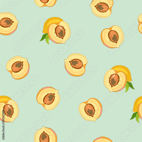 Background with apricot. Fruit. Vector, illustration, summer.