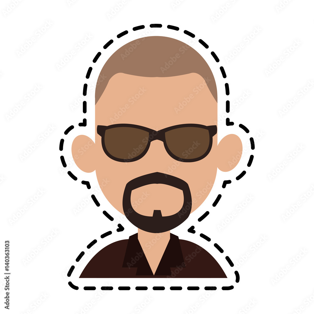 man with sunglasses and beard cartoon icon image vector illustration design