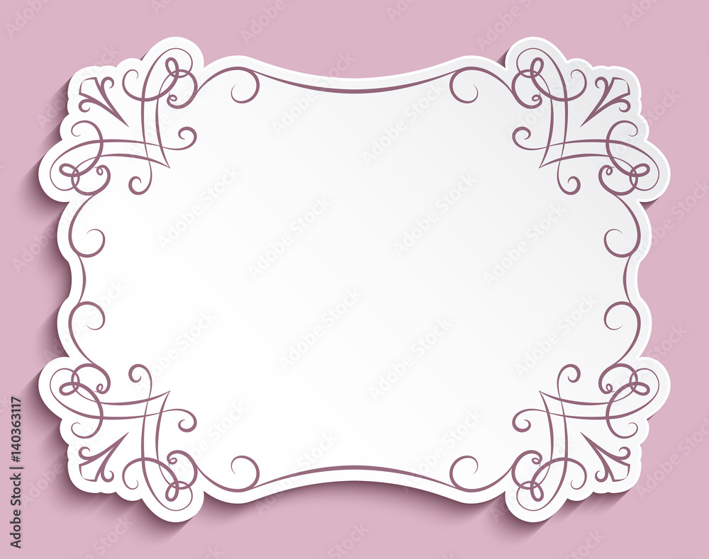 Rectangle frame, cutout paper invitation card template Rectangle frame, cutout paper invitation card template