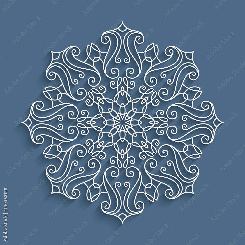 Round lace doily, swirly circle pattern