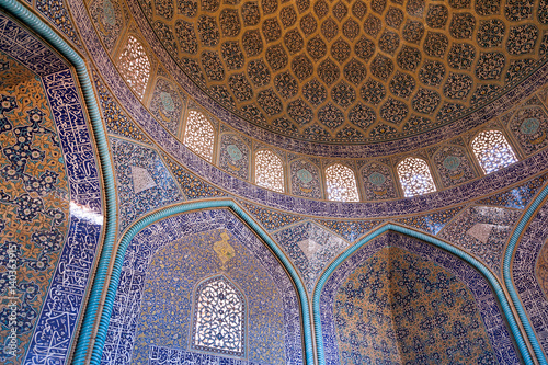 Sheikh Lotfollah mosque interior, Isfahan, Iran photo