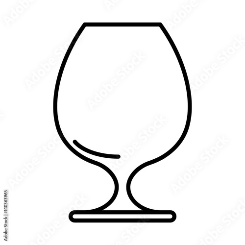 Icon of cognac glass black contour on white background of vector illustration
