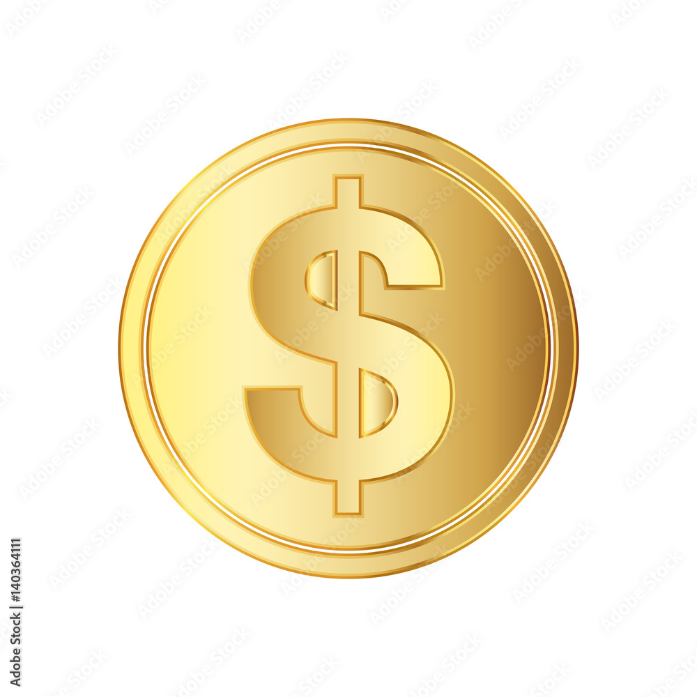Golden dolar coin icon. Vector illustration. Golden dolar coin icon. Vector illustration.