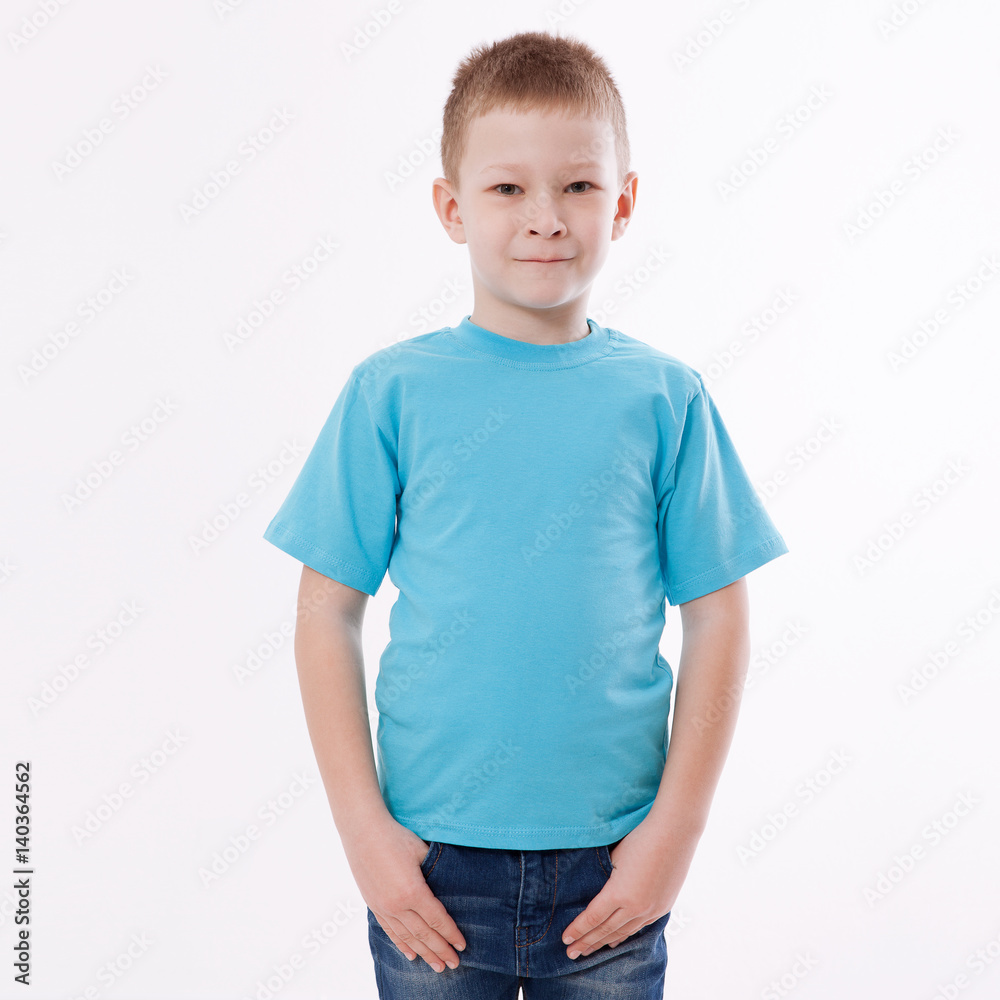 Shirt design and people concept - close up of young man in blank blue tshirt front and rear isolated. Mock up template for design print Shirt design and people concept - close up of young man in blank blue tshirt front and rear isolated. Mock up template for design print
