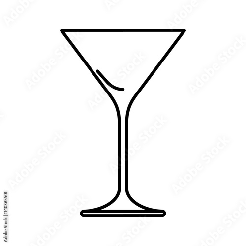 Icon of martini glass black contour on white background of vector illustration