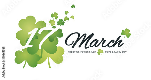 March 17 Saint Patrick's Day logo white background