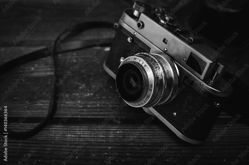 Vintage camera in black and white