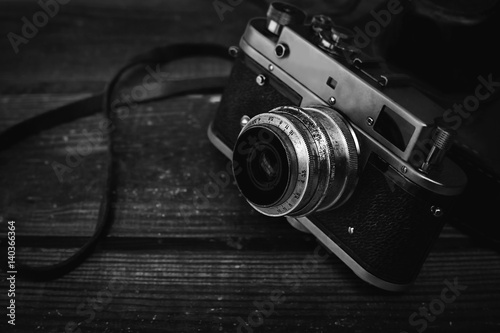 Vintage camera in black and white