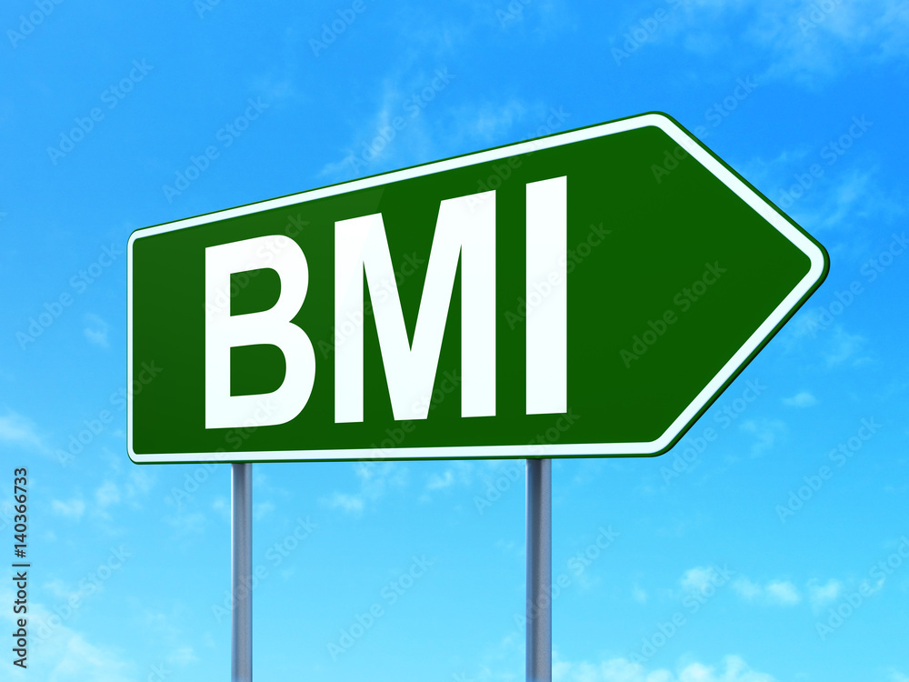 Medicine concept: BMI on road sign background Medicine concept: BMI on road sign background