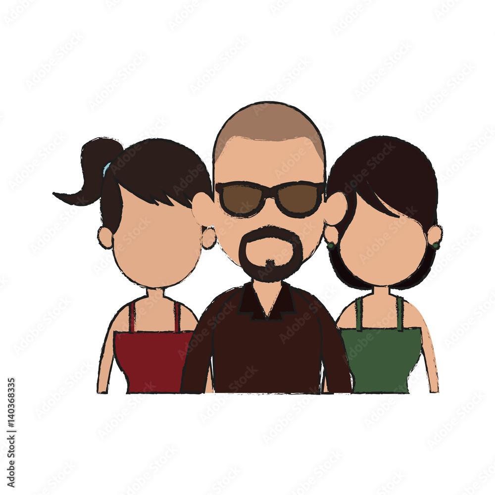 group of young people over white background. colorful design. vector illustration