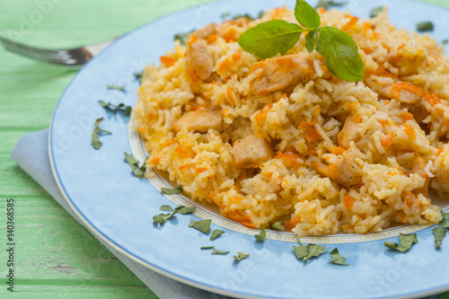 Traditional pilaf with chicken