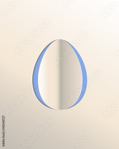 Easter vector card with paper cut egg silhouette. Easter postcard with egg and place for text