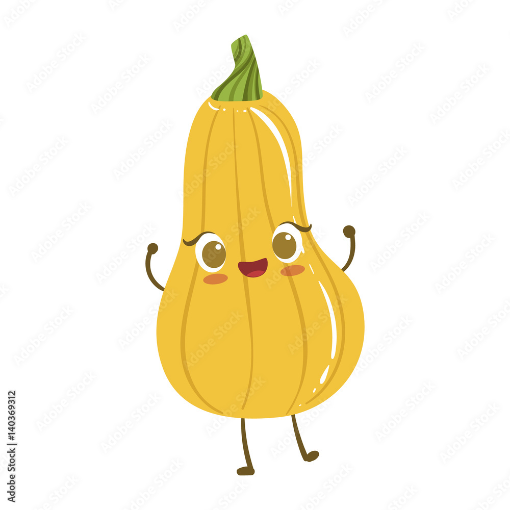 Yellow Pumpkin Cute Anime Humanized Smiling Cartoon Vegetable Food