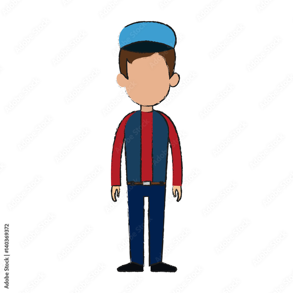 man wearing a cap cartoon icon over white background. colorful design. vector illustration