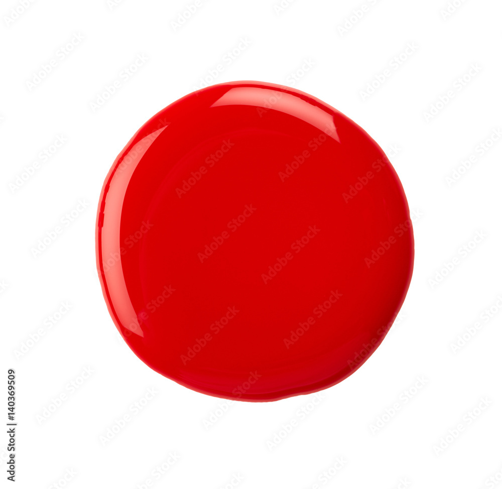 Round blot of red nail polish Round blot of red nail polish
