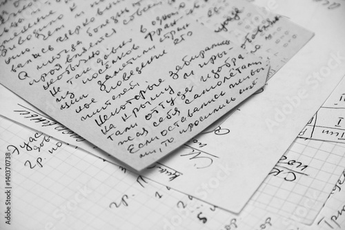 Old handwritten notes on Russian language